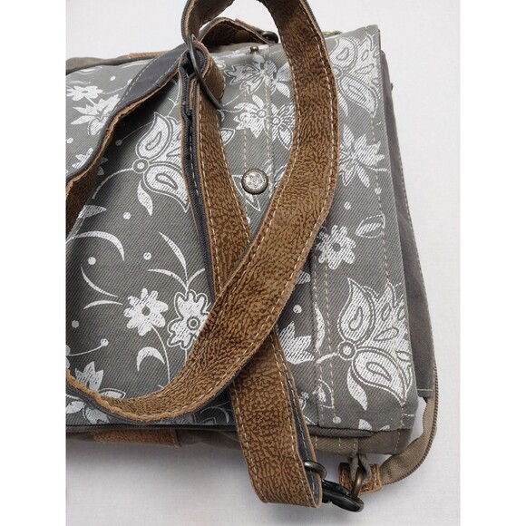 Myra Bag Blossom Print Upcycled Canvas & Leather Shoulder Bag - Picture 11 of 16